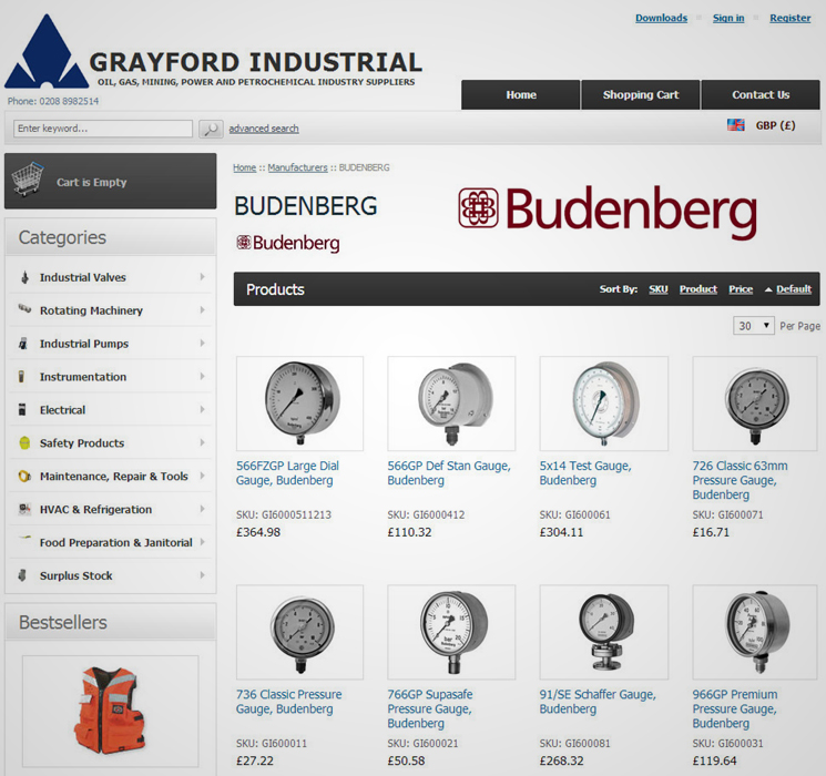 Full range of Budenburg Pressure and Temperature Gauges Available Online